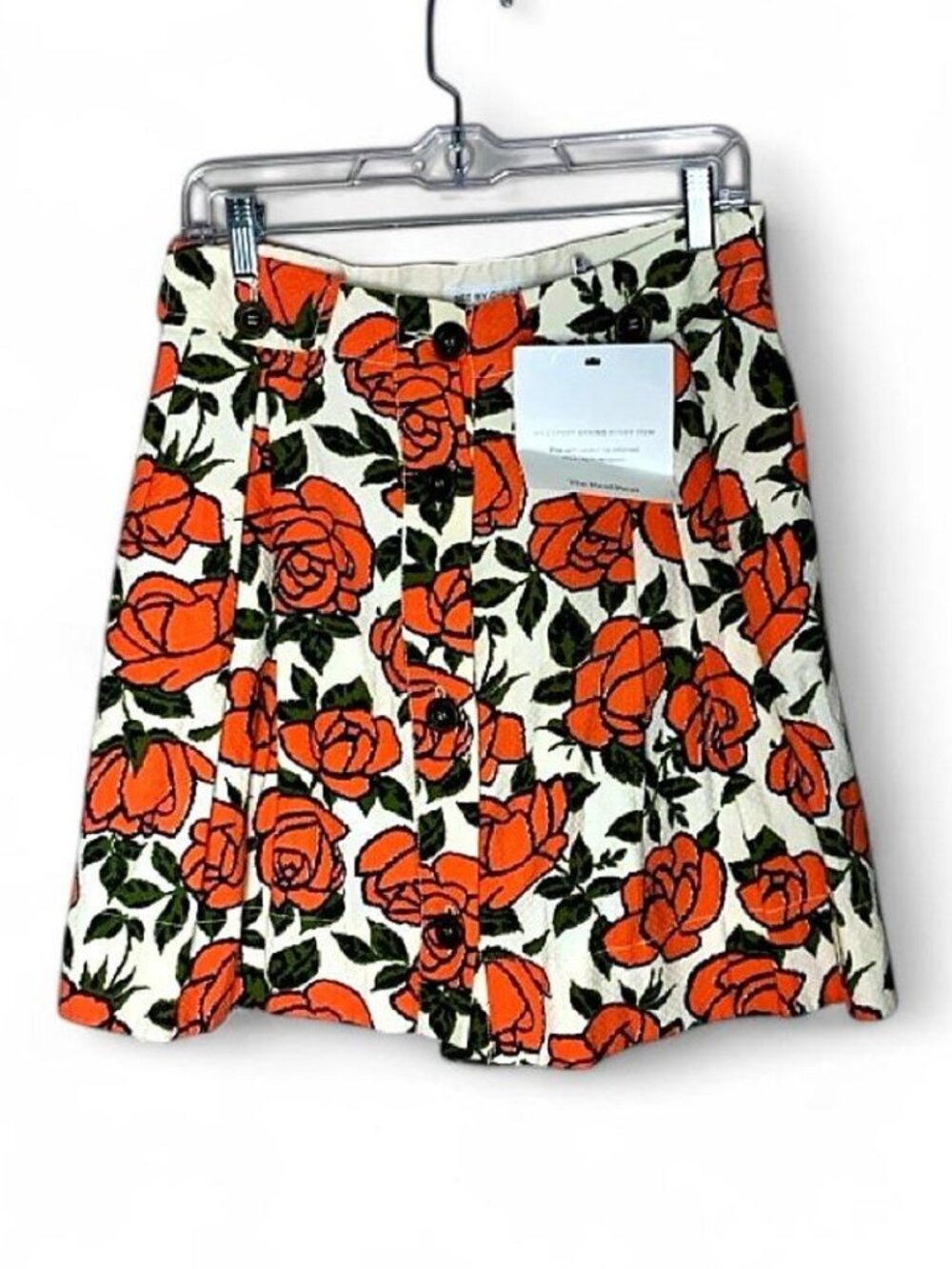 See by Chloé Orange Floral Jacquard Textured Cotton Mini Skirt 8 IT 44 EUC